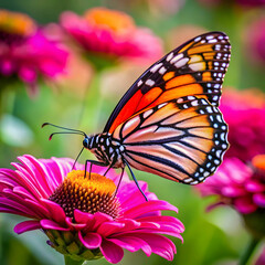 Fototapeta premium Butterfly on Pink Blossom