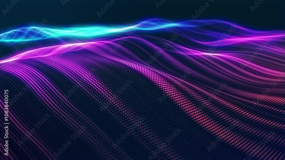 Aufkleber stripes. stunning surface composed of neon glow particles that form waves of light, creating a capti