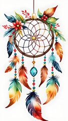 Bohemian Dreamcatcher Christmas Bauble: A Cultural Blend of Cozy Lighting & Watercolor Charm