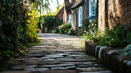 Obraz premium Brick border guides eye to quaint cottage