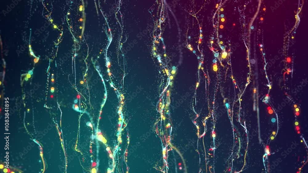 Poster witness the glittering particles intertwining to form intricate patterns in liquid and air, enhanced