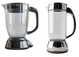 Modern Glass Blender Jugs  Empty  Chrome Accents  Kitchen Appliances  Smoothie Maker   on transparent background