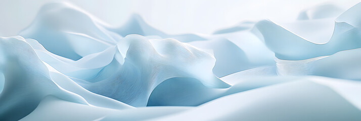 Fototapeta premium Premium minimalist abstract style silk 3d rendering, main colors are light blue and white, 3D, abstract, illustration, advertising, wallpaper, background, poster, business, e-commerce, cover, base map
