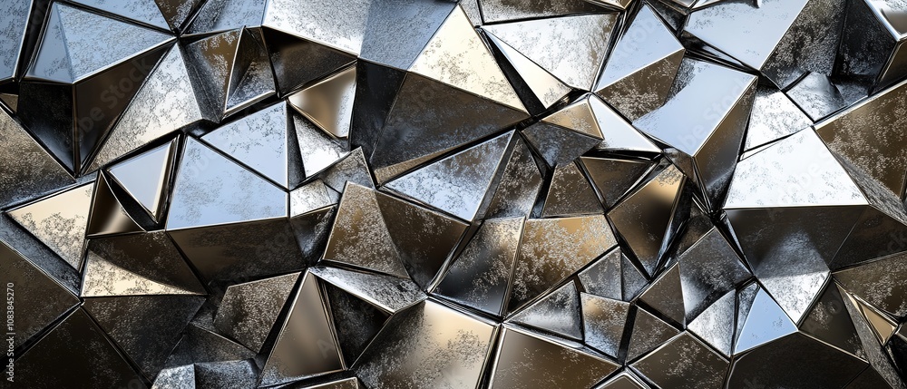 Poster two metallic spheres positioned in a modern abstract space with soft lighting and geometric shapes i