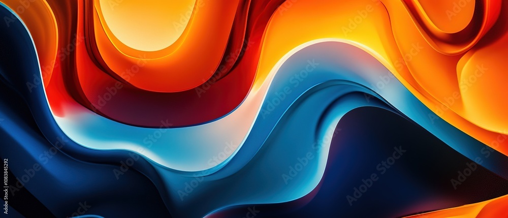 Aufkleber colorful abstract waves create a dynamic visual effect in a contemporary art piece with deep shadows