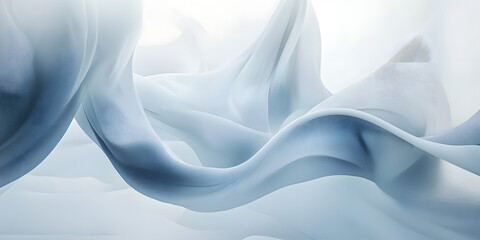 Obraz premium Premium minimalist abstract style silk 3d rendering, main colors are light blue and white, 3D, abstract, illustration, advertising, wallpaper, background, poster, business, e-commerce, cover, base map