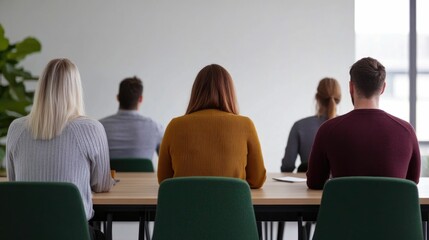 Obraz premium A group of people gathered around a conference table actively discussing and bouncing ideas off one another in a modern well lit meeting room The scene depicts a collaborative