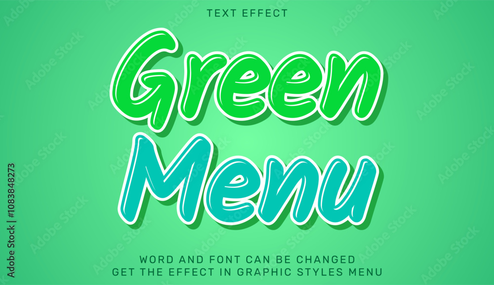 Poster green menu text effect template in 3d design
