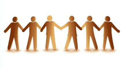 Group of Stylized Human Figures Standing in a Line, Representing Unity, Cooperation, and Togetherness in a Simplistic and Modern Design for Various Uses