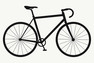 Fototapeta premium Bicycle Black and White Silhouette Vector Illustration with White Background