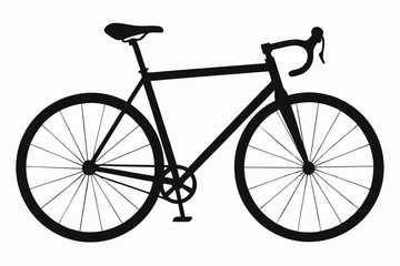 Fototapeta premium Bicycle Black and White Silhouette Vector Illustration with White Background