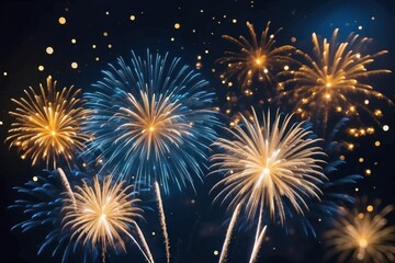 Banner Purple Firework celebrate anniversary happy new year 2025, 4th of july holiday festival. Banner Purple firework night time National holiday. Violet firework New year 2025 festival copy space