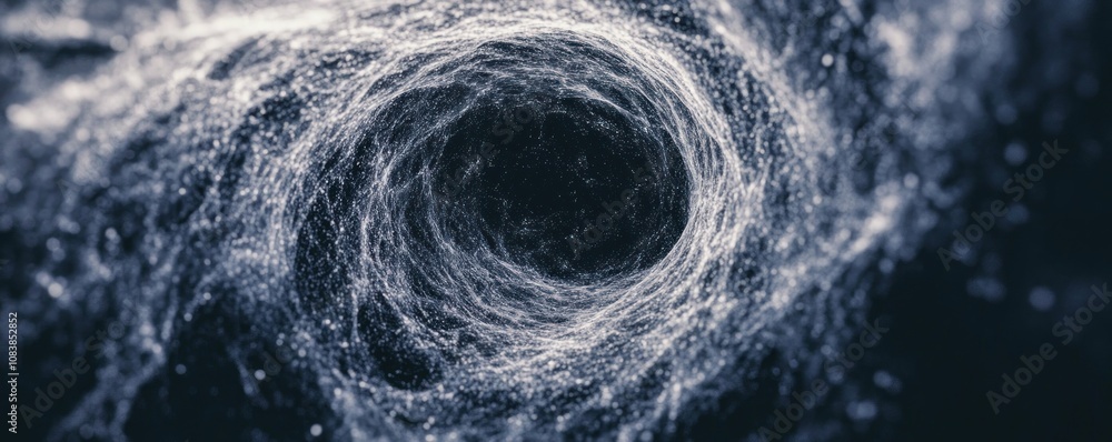 Poster abstract representation of a swirling vortex in a cosmic setting.