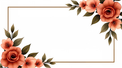 Sophisticated Terracotta Watercolor Floral Wedding Photo Booth Frame Template for Elegant Receptions