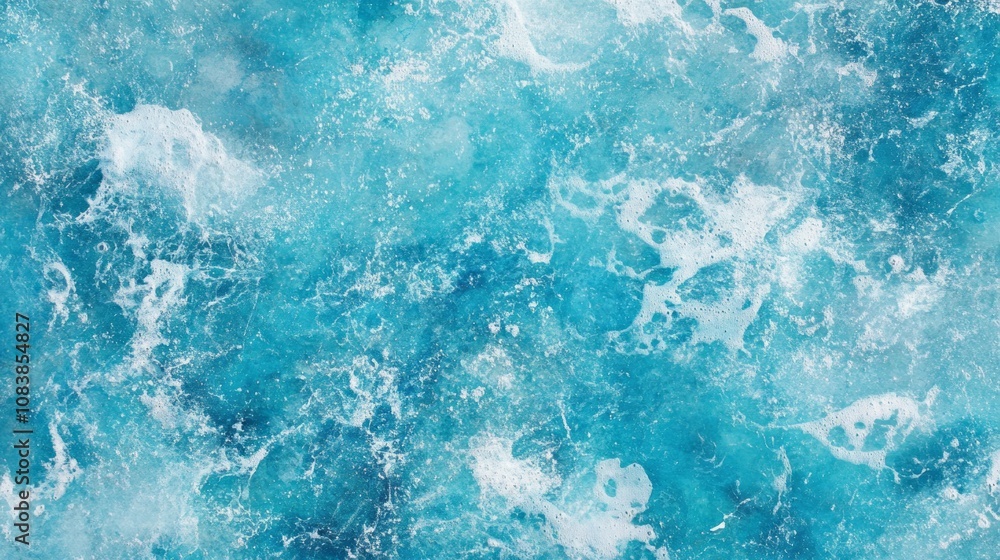 Poster the image is of a blue ocean with white foam and waves