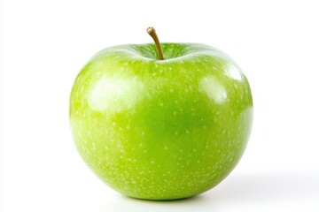 Gr&uuml;ner Apfel Hochglanz Frucht Nahaufnahme Lebensmittel Fotografie Frische Obst Gesundheit Makroaufnahme Natur Studioaufnahme Isoliert Hintergrund Wei&szlig; &Auml;sthetik Minimalismus Essen Vitamin C Detailaufna