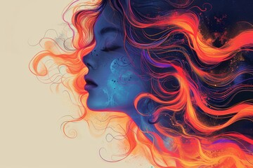 Image of a person with closed eyes and rays of light, reflecting tranquility