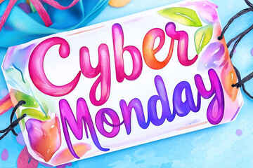 Fototapeta premium Creative and colorful 'Cyber Monday' banner, perfect for digital advertisers and e-commerce brands