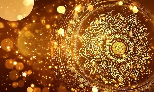 Golden Mangala patterns on a golden background