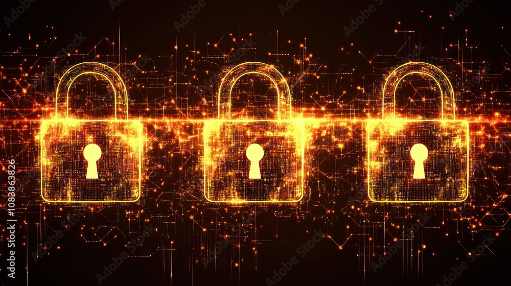 Aufkleber digital locks representing cybersecurity and data protection.