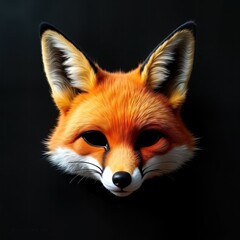 Obraz premium Detailed furry fox half mask. Creative, unique design. Hand-made artistry. Playful costume accessory. Subculture fashion for quadrobics performance cosplay. Imaginative art piece on black background.