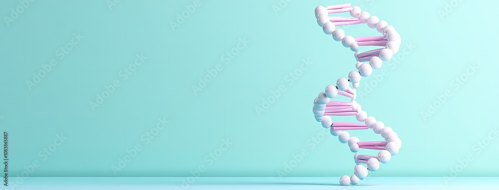 Poster a stunning 3d rendering of a double helix structure against a calming blue background, showcasing in