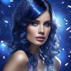 portrait of a woman with blue hair