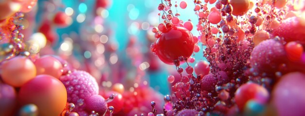 Hyper-realistic 3D render of a DNA double helix with vibrant colors and volumetric lighting against a blue background in a studio setting