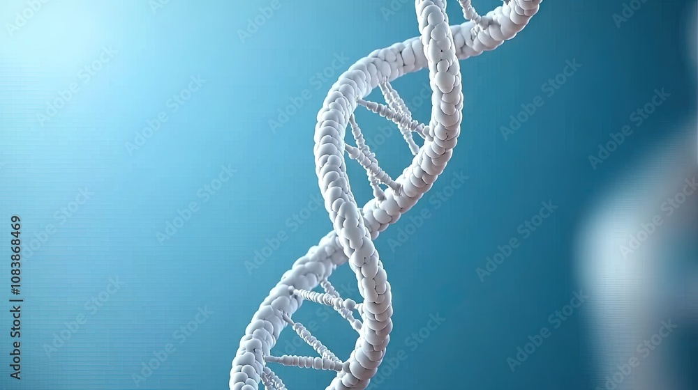 Poster an artistic rendering of a dna double helix on a blue background showcasing digital creativity and i