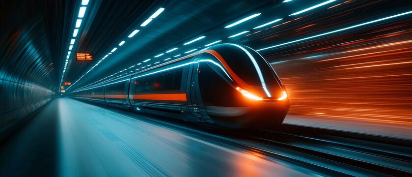 Futuristic Hyperloop Station Preparing for Departure
