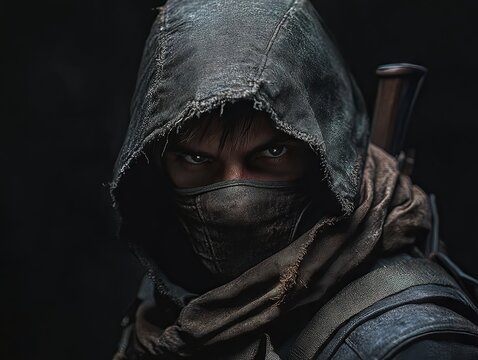 Fototapeta the hero of the game Stalker with mask