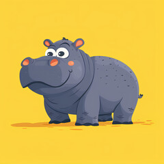 Fototapeta premium Cute Cartoon Hippopotamus Illustration with a Friendly Smile