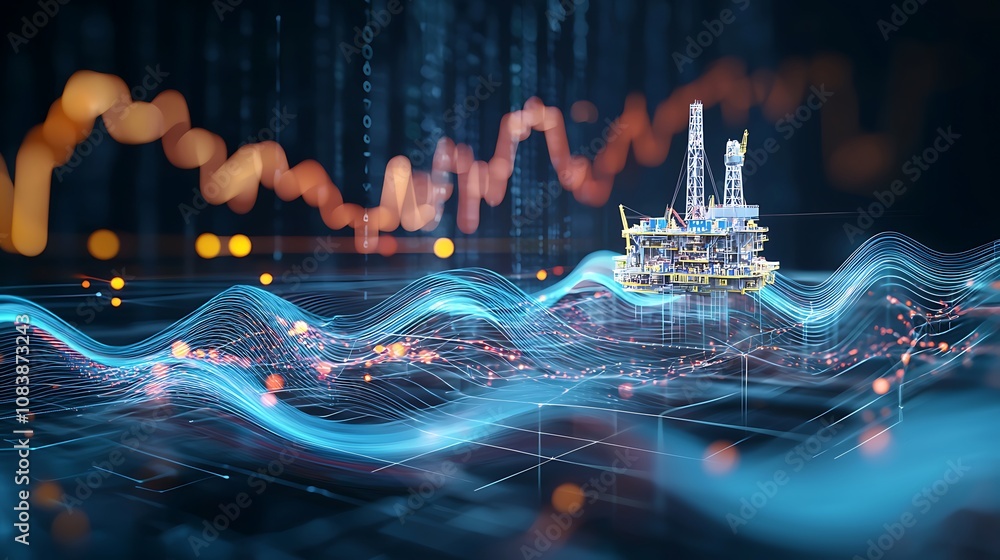 Aufkleber digital oil rig with data visualization background
