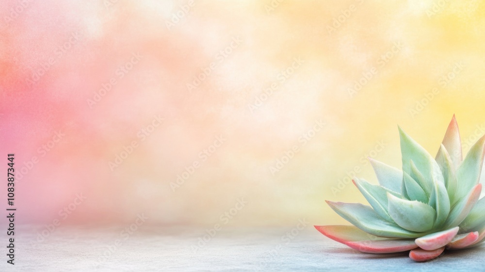 Poster aloe plant positioned on a soft abstract background showcasing minimalist creative design elements