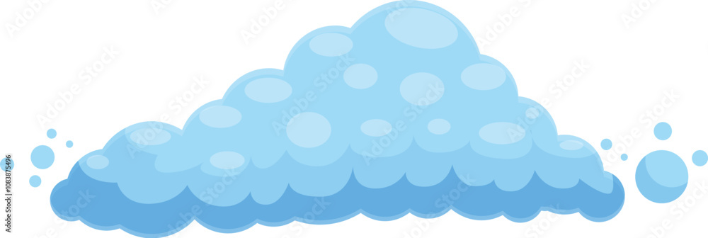 Poster light blue cartoon soap suds with bubbles floating on white background create a clean and fresh atmo