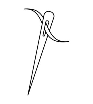 recommend clip art: Sewing needle with thread. Glyph icon design vector illustration