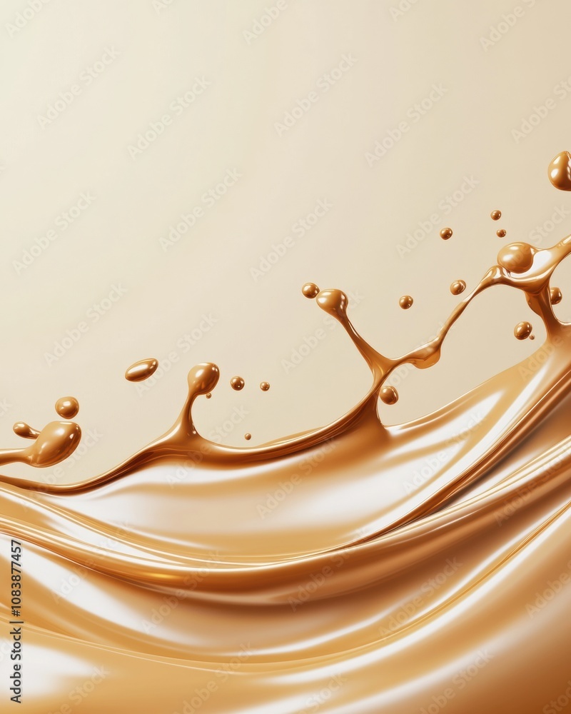 Poster dynamic chocolate splash illustration with smooth texture and detailed droplets