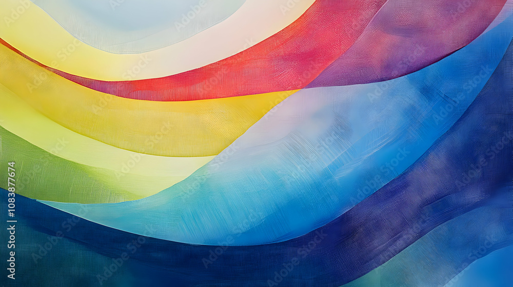 Poster abstract waves of color blending harmoniously, creating a tranquil visual experience.