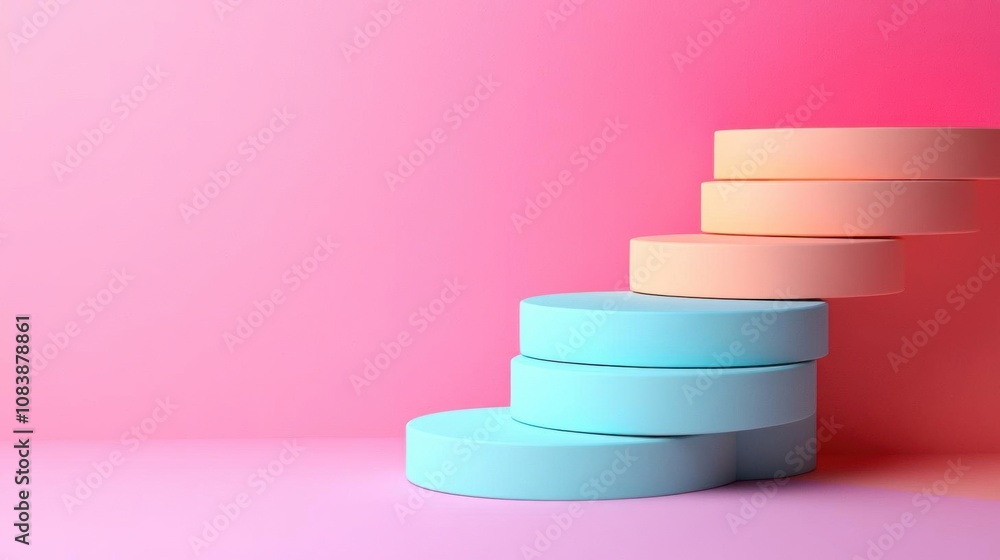 Poster a colorful gradient background features stacked circular shapes, suggesting growth, progress, and de