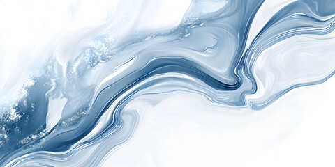 Fototapeta premium Advanced minimalist abstract blue and white paint mixing scene, collision and fusion. Wallpaper, background, hand drawing, commercial, art, poster, advertising, illustration