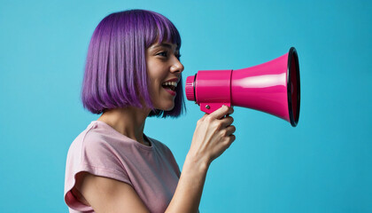 woman shouting through megaphone