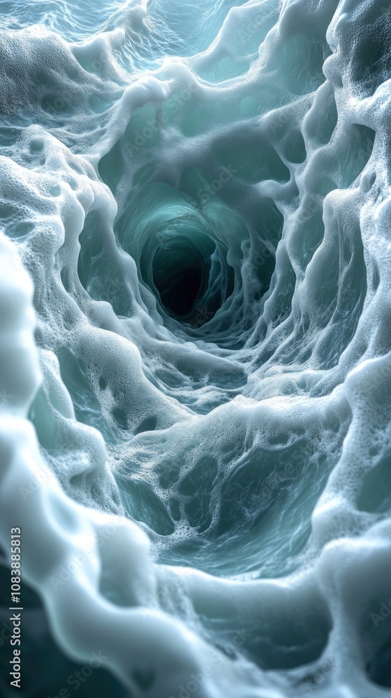 Poster Abstract representation of swirling ocean waves creating a tunnel effect.