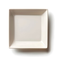 Top view of empty square plate isolated on white background