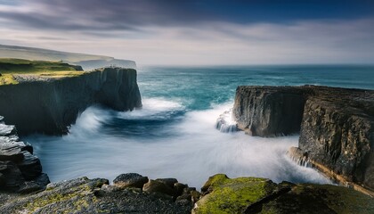 El mar rompiendo en la costa, Foto larga exposici&oacute;nn