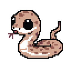 Fototapeta premium Pixel art cute brown snake