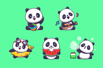Cute Panda Hobby Illustration Vector