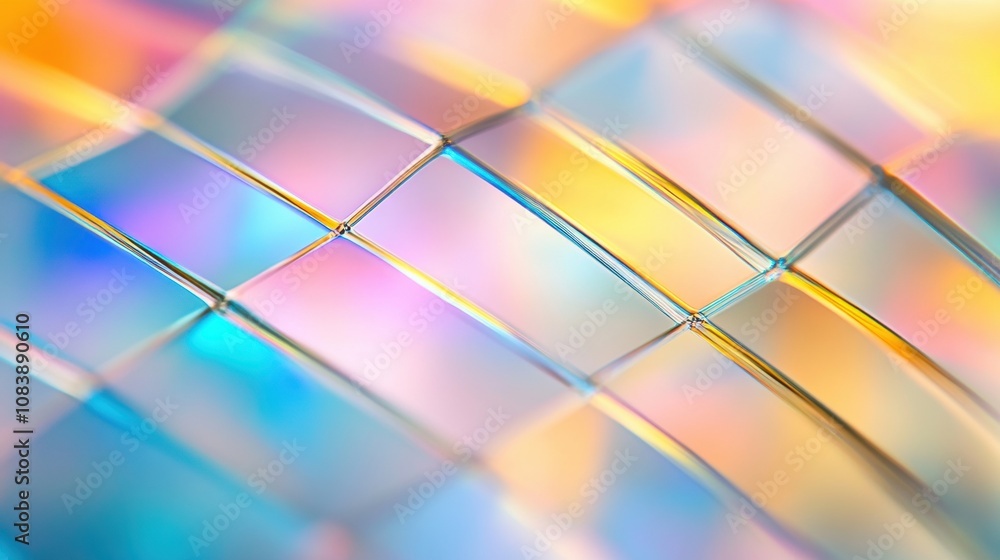 Poster Macro View of Vibrant Crystal Lattice Structure in Salt Under Polarized Light Captured in Detail