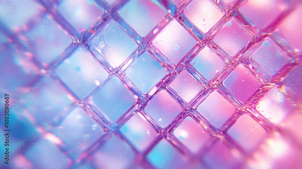 Poster macro shot of crystalline salt revealing cubic lattice structures and light refractions