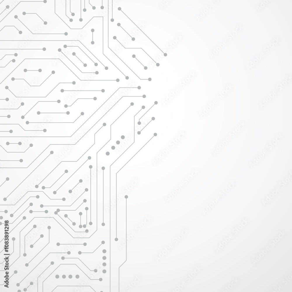 Poster circuit board black technology on white background. circuit board texture with communication technol