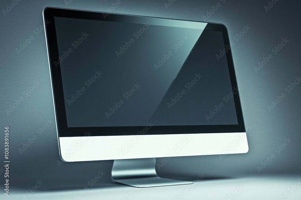 Poster a sleek computer monitor with a minimalist design, emphasizing modern technology.
